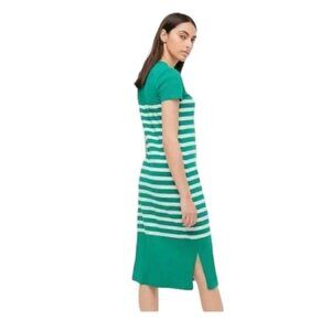 NWT J. Crew t-shirt dress midi short sleeve green and white stripes